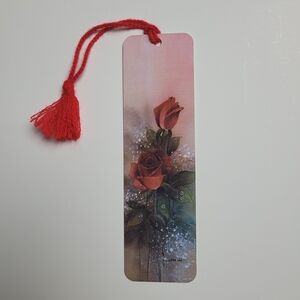 Vintage Lena Liu Red Rose Floral Tassel Bookmark 80s Tag-A-Longs, LL17 992-2636.